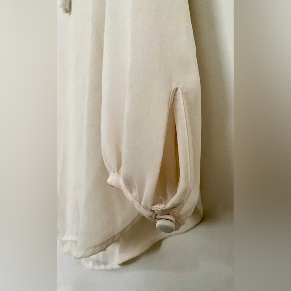 J. Crew Cream Blouse with Black Accents and tassel - Picture 7 of 10